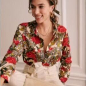 Sezane silk Pierro blouse in Imprime fleurs romance print size 4